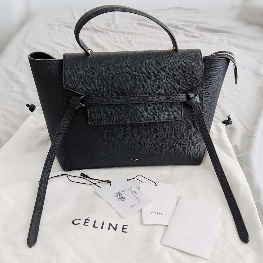 CELINE Grained Calfskin Mini Belt Bag Black